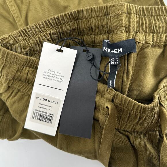 ME+EM Women's Deep Golden Olive Fluid Viscose Pant Size 2 - Picture 7 of 9